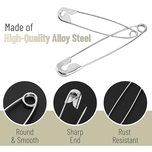 Mr. Pen- Safety Pins, 5 Inch, 5 Pack, Silver, Safety Pin, Safety Pins for Clothes, Extra Large Safety Pins Heavy Duty, Giant Safety Pin, Large Safety Pin, Oversized Safety Pins