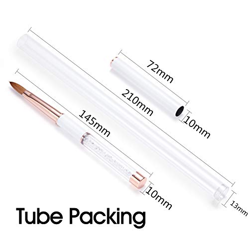 2Pcs Acrylic Nail Art Brushes Size 8 12, 100% Pure Kolinsky Hair Oval Nail Brush for Acrylic Application, Professional Nail Extension Manicure Tool Striping Nail Drawing Pen for Home