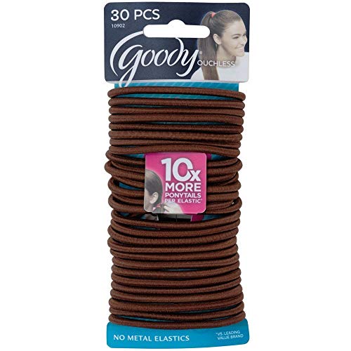 Goody Ouchless Elastics, Brown, 30 Count