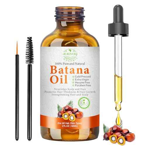 Batana Oil for Hair Growth Organic Raw Batana Hair Oil Natural Cold Pressed Pure Glass Bottle Oils to Thicken Brows, Repair Hair & Scalp, Fights Frizz, All Hair Types (2 fl oz) by MMPANG
