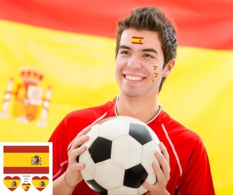 Spain Flag Temporary Tattoos - 10 Sheets Waterproof Sports Stickers