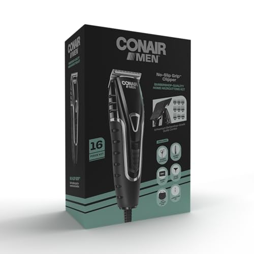 Conair No-Slip Grip Barber Clippers - 16-Piece Home Haircutting Kit