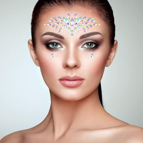 Glow in the Dark Face Gems Stickers - 4 Sets Rhinestone