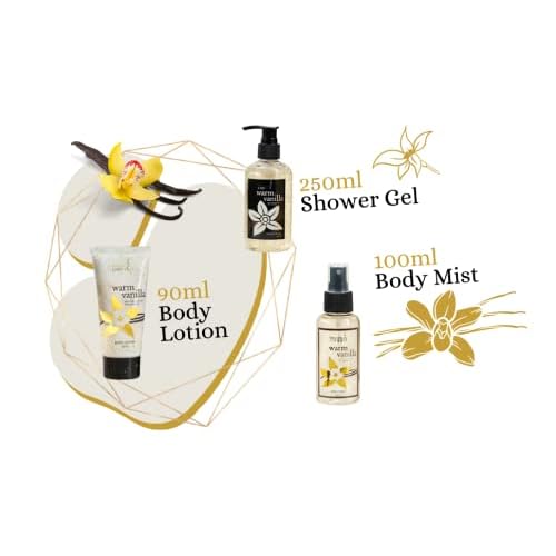 Bath and Body Gift Basket For Women and Men Warm Vanilla Bath & Body Collection Includes Shower Gel, Bubble Bath, Body Lotion, Body Mist & More ? Mother's Day Gift for Mom