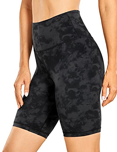 CRZ YOGA Women's Naked Feeling Biker Shorts - 4 Inches High Waist Yoga Workout Running Gym Spandex Shorts Tie Dye Smoke Ink X-Small