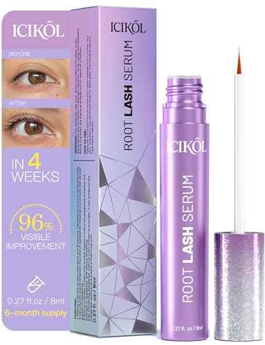 ICIKOL Lash Serum for Eyelash Growth, Advanced Peptide & Biotin Formula for Thicker, Fuller, Longer Lashes in 4-6 Weeks, Prostaglandin-Free Lash Enhancer for Women 35+, 8ML Value Size