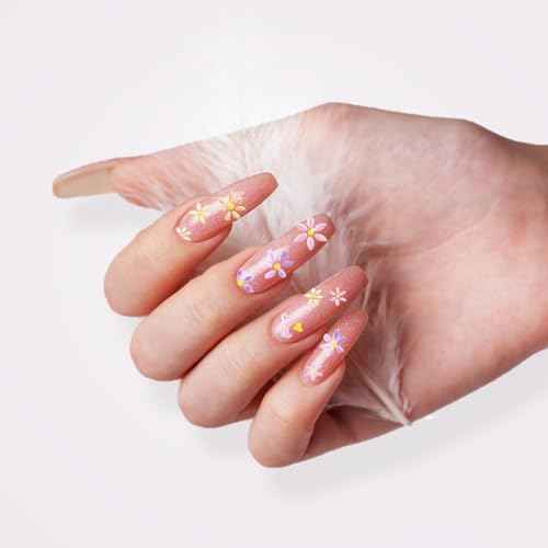 Nail Stickers, 4 Sheets Floral 5D Embossed, Self-Adhesive for DIY Manicure