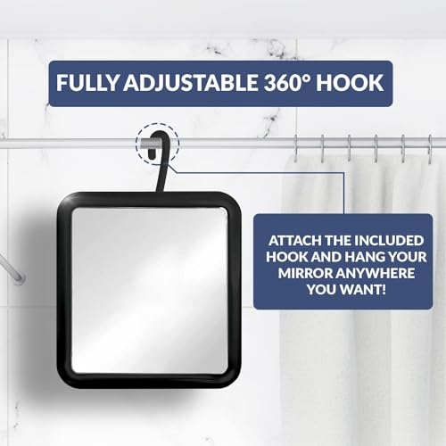 Mirrorvana Hanging Fogless Shower Mirror with 360° Swivel Hook