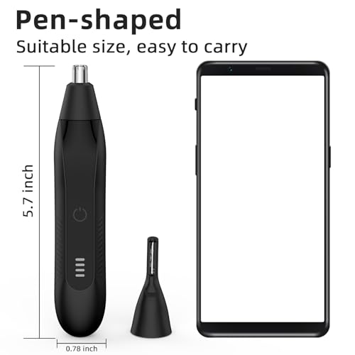 Nose Hair Trimmers for Men,Rechargeable Eyebrow Trimmer 2 in 1 Painless Multifunctional Ear and Nose Hair Trimmer with Dual Edge Blades Portable Design (Black)