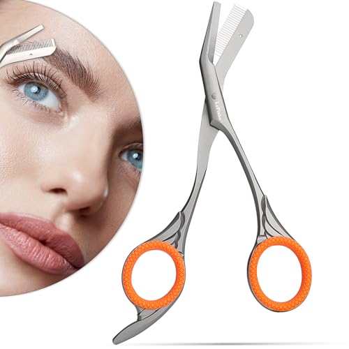Eyebrow Scissors with Comb - Powder Steel Trimmer
