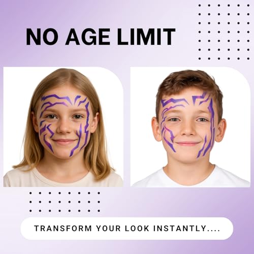 Purple Ombre Temporary Patterns Tattoo ? Realistic Waterproof Body Art for Cosplay, Halloween, and Party Makeup (2 PCS)