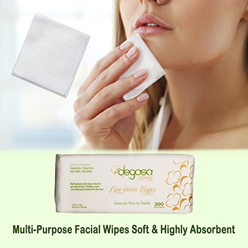 Esthetic Cosmetic Non-Woven Facial Wipes for Salon and Spa Use, Lint Free Essentials for Facial Treatments (Nonwovens Wipes 200 Count) (4"x 4")
