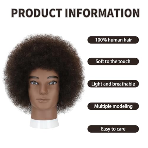 Afro Kinky Curly Male Mannequin Head with Stand