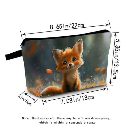 Cute Fox Cosmetic Bag Gift for Women Small Makeup Bag for Purse Cosmetic Bags for Women Zipper Travel Toiletry Pouch Fox Makeup Bags