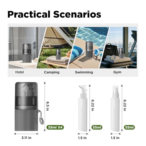 YOTIME 4-in-1 Travel Dispenser Bottle Set with Suction Cup