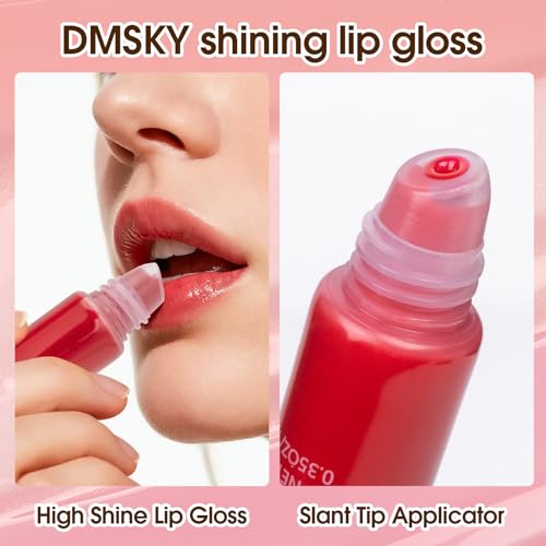 Dmsky Lip Gloss Set 12 Pack,12 Colors Lip Gloss for Women, Moisturizing Lip Gloss Bulk with Vitamin E for Dry Cracked Lips