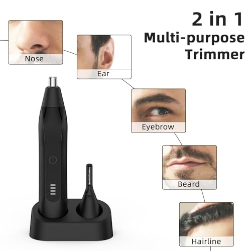 Nose Hair Trimmers for Men,Rechargeable Eyebrow Trimmer 2 in 1 Painless Multifunctional Ear and Nose Hair Trimmer