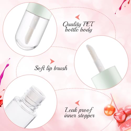 20pcs 5ml Mini Clear Plastic Lip Gloss Tubes Empty Capsule Shaped Lipbalm Bottle Travel Size Lipstick Tubes,DIY Lip Gloss Container Vials with Wand Brush,2Colors
