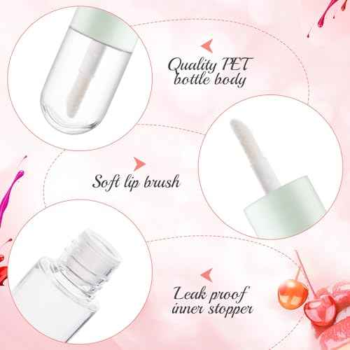 20pcs 5ml Mini Clear Plastic Lip Gloss Tubes Empty Capsule Shaped Lip Balm Bottle Travel Size Lipstick Tubes,DIY Lip Gloss Container Vials with Wand Brush,2Colors