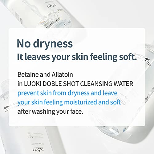 LUOKI Double Shot Cleansing Water 500ml (16.9 fl oz) - Hypoallergenic Deep Clean Micellar Cleansing Water and Makeup Remover¡¦ (33.8 Fl Oz(Pack of 2))