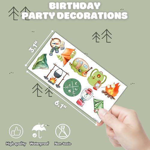 Camper Temporary Tattoos - 100 PCS (10 Sheets) 1st Birthday Party Favors