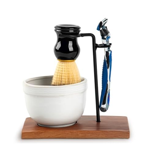 Safety Razor Shave Kit Mens Shaving Kit For Men Black Safety Razor Stand With Shave Brush Shaving Bowl Shaving Soap Set