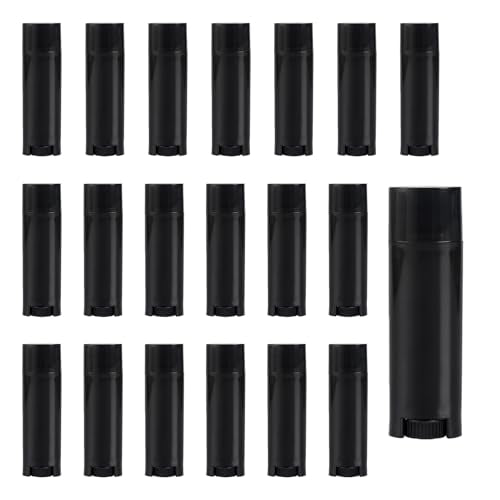 erioctry 4.5g 0.15oz Empty Refillable Plastic DIY Lipstick Lip Balm Lip Gloss Tubes Holder Containers Oval Deodorant Crayon Tube Pipe Bottle Case (50pcs, Black)