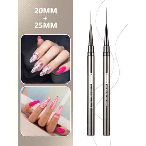 Nail Liner Brush, Fine Line Nail art Brushes 5/9/15/20/25mm Thin Line Nail Brushes Detail Drawing, Liner Brush for Nails Gel