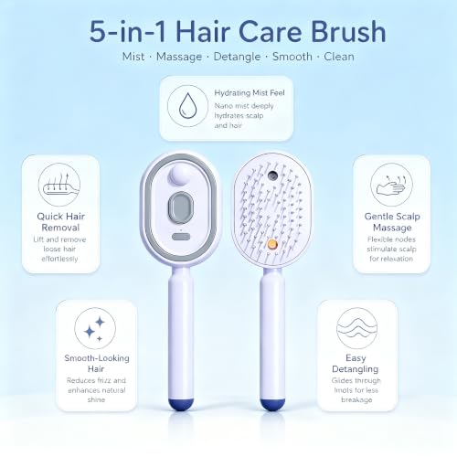 Electric Spray Ionic Hair Brush with Massage & Oil