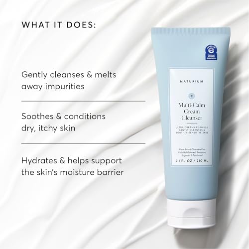 Naturium Multi-Calm Cream Cleanser, Hydrating Face Wash for Eczema-Prone Skin, 210 mL / 7.1 fl oz