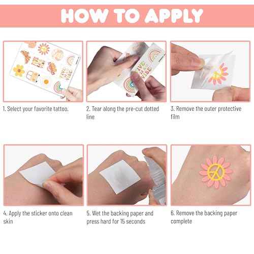 96 PCS Five Is A Vibe Pre-Cut Temporary Tattoos Themed 5th Birthday Party Decorations Favors Supplies D?cor Groovy Retro Boho Rainbow Hippie Die Cut Tattoo Stickers Gifts For Game Boys Girls School