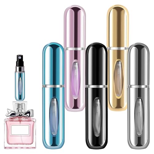 5 Pack Refillable Travel Perfume Bottles with View Window - 5ml