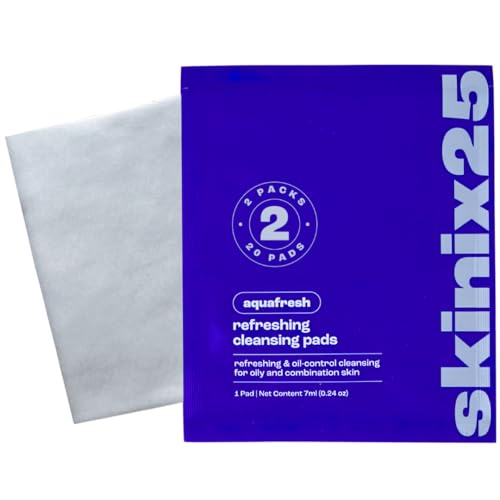 Aquafresh Facial Cleansing Pads ? 20 Individually Wrapped Cotton Wipes for Oily & Combination Skin | On-the-Go Face Wipes for Travel, Gym & Daily Skincare
