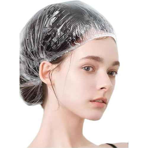100 PCS Disposable Shower Caps Plastic Clear Hair Cap Elastic Waterproof Hair Bath Caps Thick Shower Cap for Women Hotel Hair Salon Travel Spa Home Use Beauty Salon Accessories Cleaning Supplies 20.5"