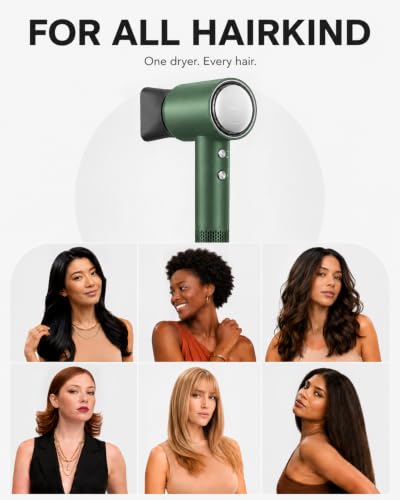 Tideway Green High-Speed 1500W Hair Dryer with Magnetic Diffuser, Lightweight & Travel-Friendly