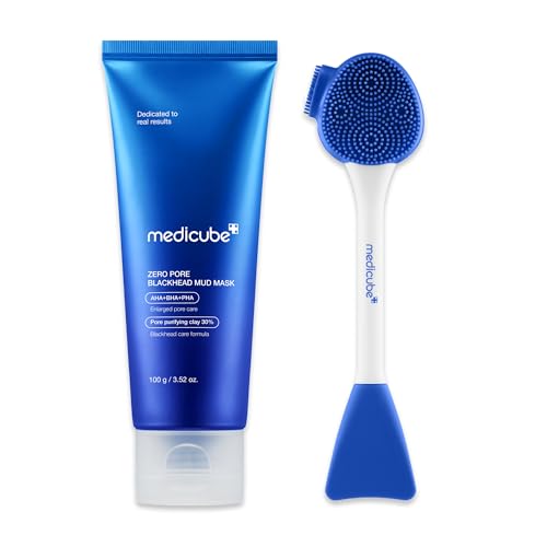 medicube Zero Pore Mud Mask and Brush Set: Zero Pore Mud Facial Mask and Multi Pore Brush & Face Mask Applicator