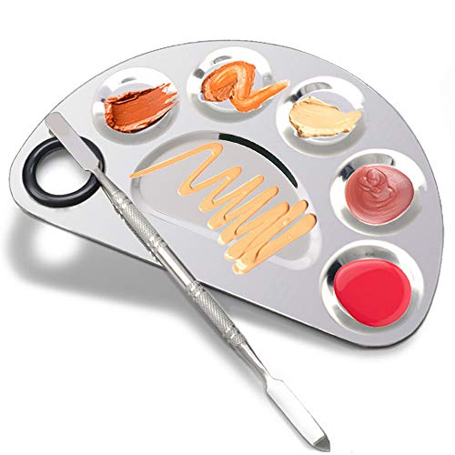 Stainless Steel Makeup Palette with Spatula - 6 Well