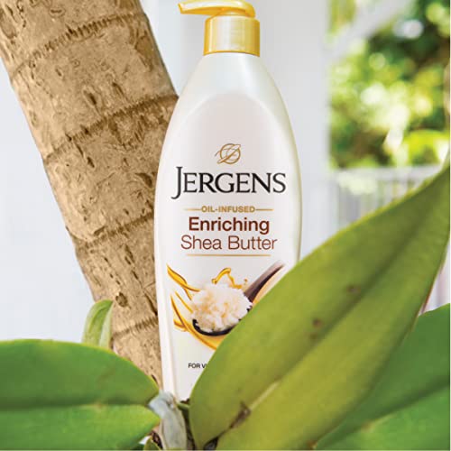 Jergens Shea Butter Body Lotion, Deep Conditioning Moisturizer, Hydration for Dry to Very Dry Skin, with Pure Shea Butter, 3X More Radiant Skin, Dermatologist Tested, 16.8 oz