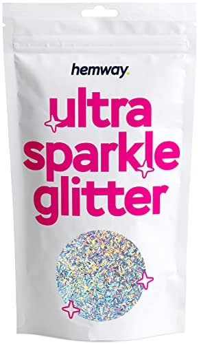 Hemway Premium Ultra Sparkle Glitter 100g / 3.5oz Multi Purpose Metallic Flake for Arts Crafts Nails Cosmetics Resin Festival Face Hair - Shaped (1/8" 0.125" 3mm) - Silver Holographic Fibre