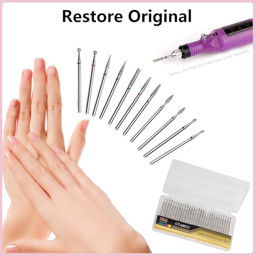 30-Piece Diamond Nail Drill Bit Set, 3/32 inch Carbide Bits for Manicure & Pedicure