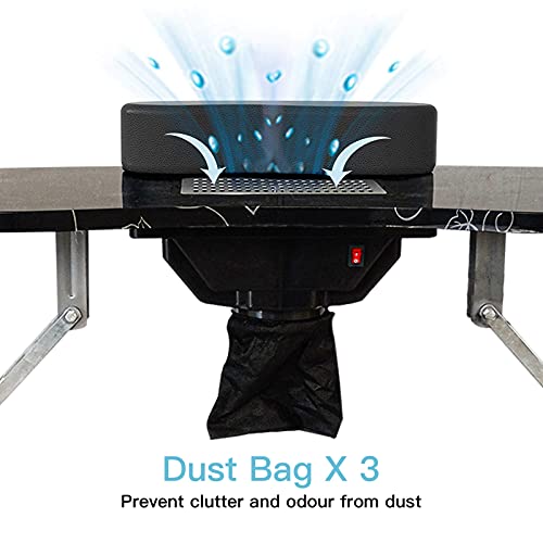Portable Manicure Table with LED Light & Dust Collector