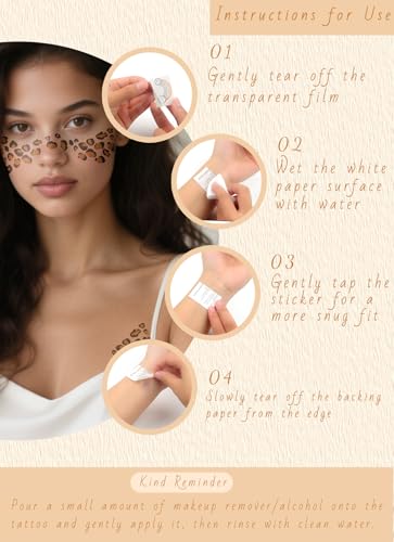 Leopard Print Temporary Tattoos - 2Pcs Waterproof Face & Body