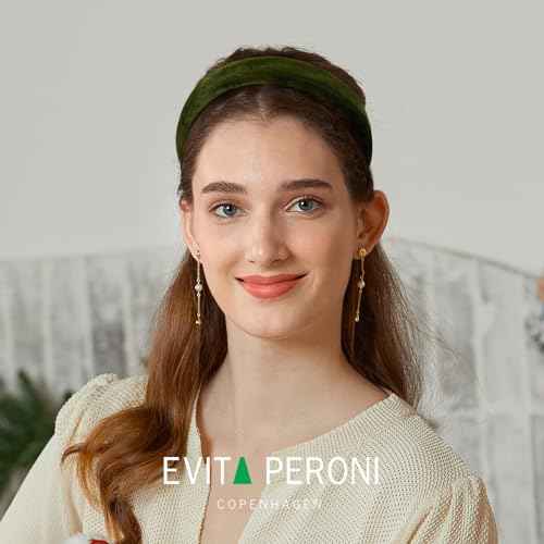 EVITA PERONI Thick Green Velvet Wide Headband for Women Soft Headband No Slip Comfortable Wearing Fashion Hair Band
