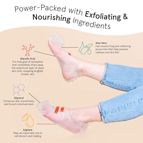 Grace & Stella Exfoliating Foot Peel Mask for Dry Cracked Feet - 4 Pairs