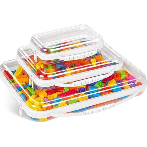 3PCS Extra Large Clear Hard Shell Zipper Case With Handle, 14.5 inch XL Hard Zipper Waterproof Pouch for Toiletries, Cosmetics,Toys, and Puzzles