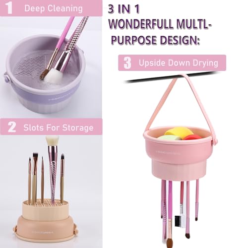 3-in-1 Silicone Makeup Brush Cleaner Mat & Drying Holder