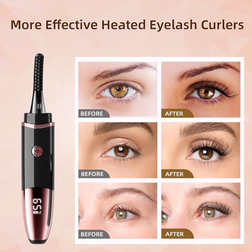 Heated Eyelash Curler USB Rechargeable Electric 3 Heat Modes