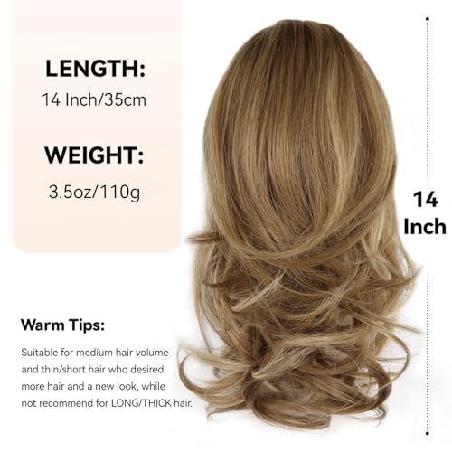 14" Layered Wave Ponytail Extension Clip-On Claw