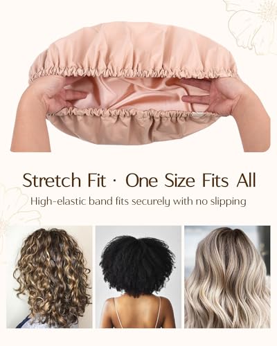 Satin Lined Shower Cap for Women | Waterproof & Frizz-Free