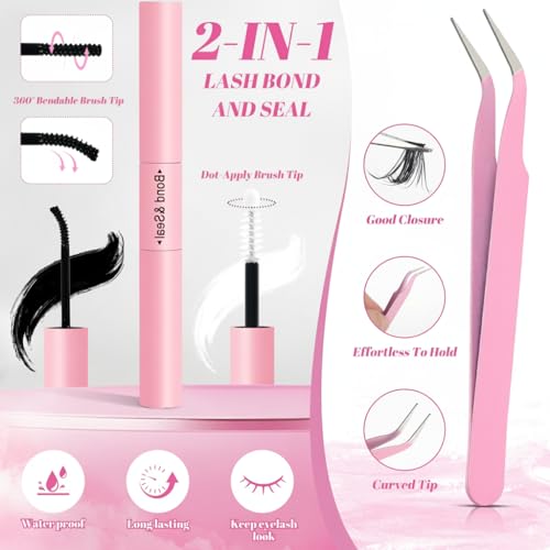 DIY Eyelash Extension Kit - 560 Pcs Natural Cluster Lashes 9-16mm
